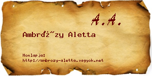 Ambrózy Aletta névjegykártya